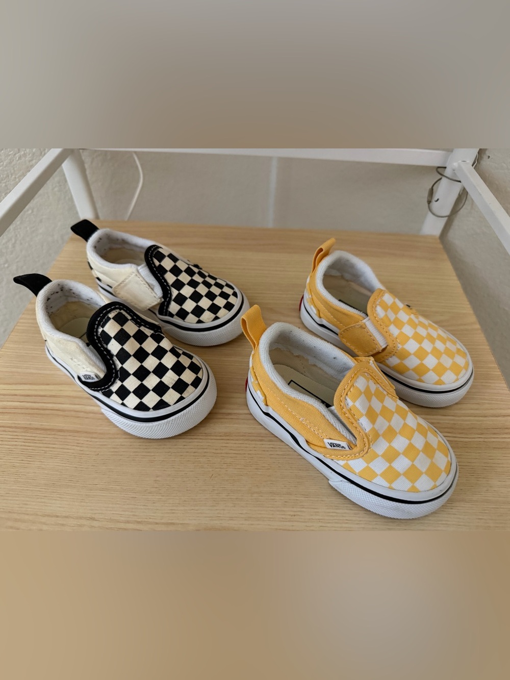 Vans Slip-On Checkered Shoe Bundle Size 3.5C- Black and Yellow